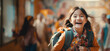 © PhotoGranary - Back to school concept. Portrait of asian school girl with backpack in school environment.
