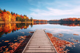 Fototapeta Pomosty - autumn landscape with lake