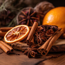 Cinnamon Sticks, Star Anise And Orange