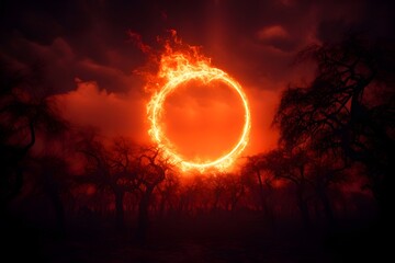 Wall Mural - Ring of Cosmic Fire: An Annular Solar Eclipse Casting a Spectacular Circle in the Sky