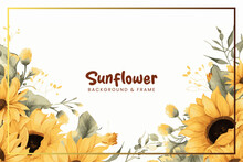 Sunflower Floral Border Frame Vector Background