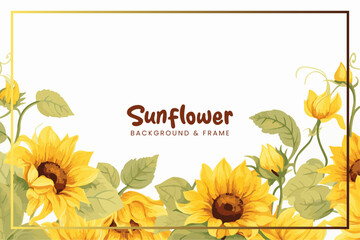 Sunflower floral border frame vector background