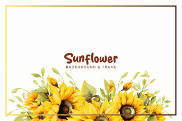 Sunflower floral border frame vector background