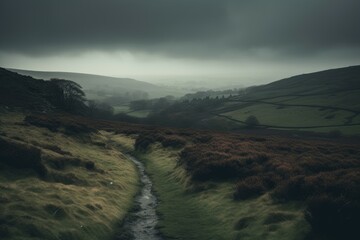 Wall Mural - Gloomy england autumn. Generate Ai