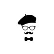 © Maman - Frenchman in beret glasses with a mustache and bow tie.