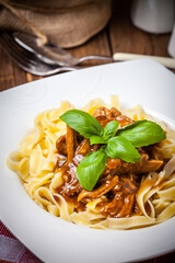 Canvas Print - Tagliatelle with dark sauce.