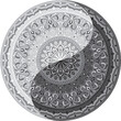 Drawing of a black and white mandala, round ethnic ornament in shape of symbol yin yang