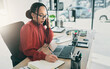 © Jacobs A/peopleimages.com - Phone call, writing and business woman in office for planning, schedule or research. Calendar, networking and administration with female employee in agency for communication, technology or connection