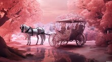 Horse Carriage In The Pink Forest