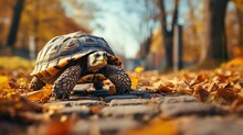 Turtle Walking Slowly Isolated Blur
