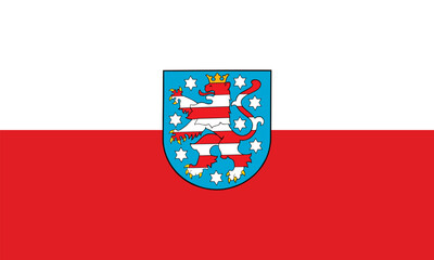 Wall Mural - Thuringen flag vector illustration isolated on white background. Province in Germany. Thuringen coat of arms. Thuringia, German. 