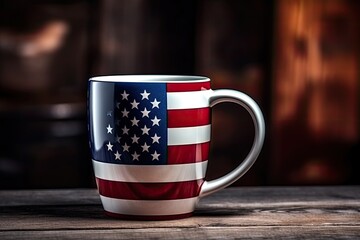 independence day, coffee cup with USA flag