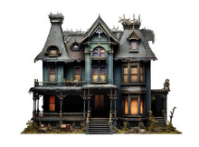 Haunted House Isolated On Transparent Background. PNG File, Cut Out