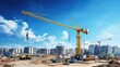© Ирина Рычко - Crane and building construction site on blue sky background