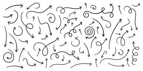 Fototapete - Hand drawn arrows collection Set simple flat arrows isolated on white background. Arrow mark icons and arrow paint. Stock vector. EPS10.