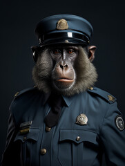 Wall Mural - An Anthropomorphic Baboon Dressed Up as a Police Officer