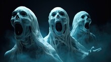 Screaming Ghost Faces. Created With Generative AI.