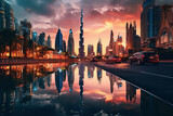 Fototapeta Nowy Jork - Dubai Skyline - Burj Khalifa - Generated By AI