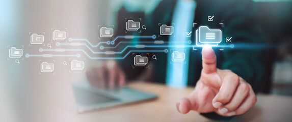 Search engine data document content management system and online file transfer download or sharing and database digital cloud drive storage service on computer network technology analytics concepts