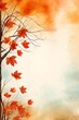 © Amore Sea - Falling fall maple leaves on autumn background. Seasonal banner with autumn foliage. Copy space.