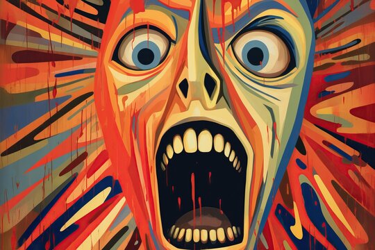 Fear face, illustration in abstract avant - garde style
