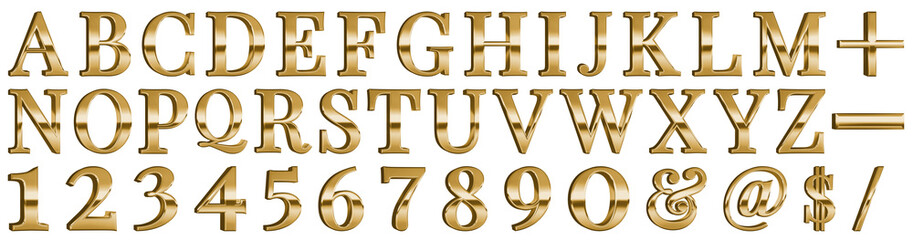 Canvas Print - 3d luxury glossy gold font letter abc - z