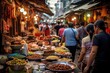 Tourists enjoying delicious traditional Thai dishes at a vibrant street food stall in Bangkok. Concept of exploring local flavors and culinary delights.