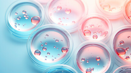 abstract laboratory petri dishes with bacterial colonies. minimalistic style.