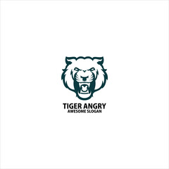 Wall Mural - tiger angry logo design line art