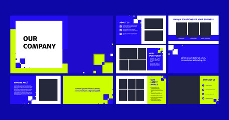 Wall Mural - a multipurpose presentation design with a modern design. minimalistic blue presentation template wit