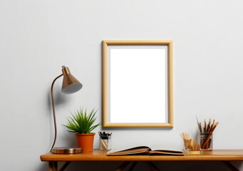 Wall Mural - Blank empty picture frame mock-ups. Artwork templates in interior design, AI Generated