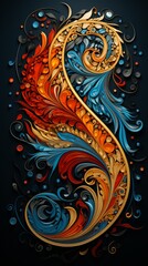 Poster - Abstract background with colorful fractal paisley.