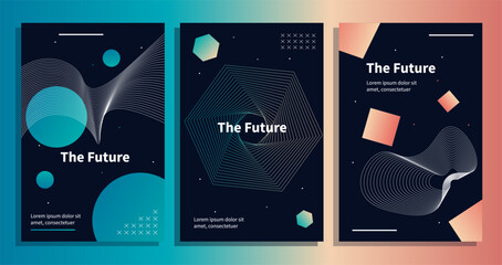 Wall Mural - gradient futuristic covers set. minimalistic creativity and art. leaflet, flyer and booklet. abstrac