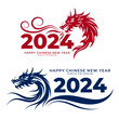 Chinese new year 2024 Typography sign year of the dragon zodiac with Dragon illustration