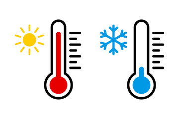 Wall Mural - thermometer with sun and snowflake icon