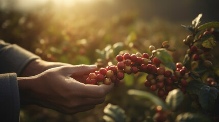 Wall Mural - Drinking coffee on the farm