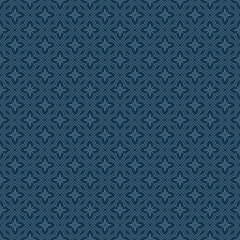 vector floral geometric seamless pattern. abstract dark blue geometric ornament with small flowers i