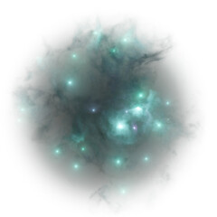 Wall Mural - Colorful cyan blue nebula. Space nebulae, celestial illustration with transparency
