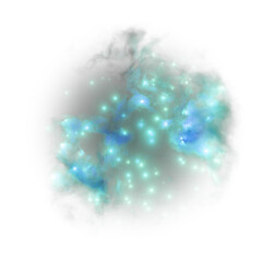 Wall Mural - Colorful cyan blue nebula. Space nebulae, celestial illustration with transparency