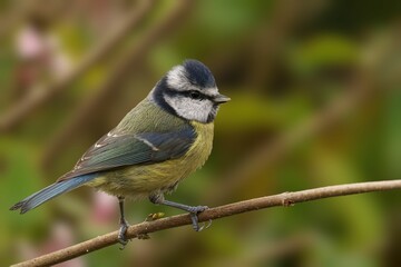 Poster - A closeup shot of a Blue Tit perched on a branch