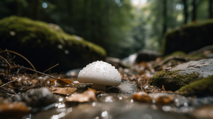 Wall Mural - Mushrooms in the middle of the forest