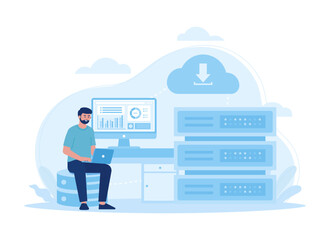 website hosting concept flat illustration