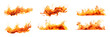 Fire flame set on transparent background. Fire flame png