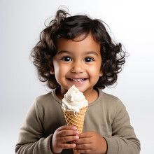 Indian Happy Kid Eating Ice Cream