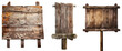 Old Wooden Rustic Roadside Sign Set Isolated