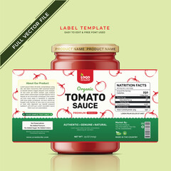 Tomato sauce label bottle jar sticker banner design vector file easy to edit free.