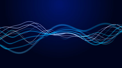 Wall Mural - futuristic wave of smooth lines.wire network technologies.cyber security background. 3d rendering.