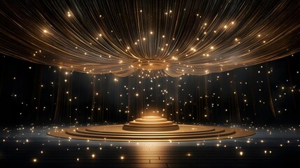 Award ceremony background, luxury podium, and glitter light effects decorations. Generative AI