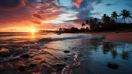 Wall Mural - sunset on the beach