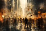 Fototapeta Londyn - An image capturing the rushing pace of city life that can amplify feelings of anxiety and stress, emphasizing the need for calm and relaxation